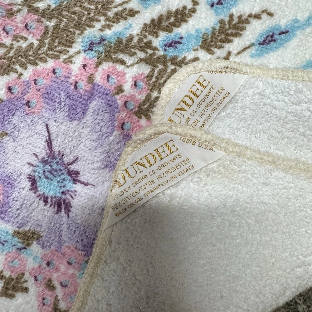 Lot of 6 Vintage Dundee Floral Hand Bath Towels Cotton Terry MCM Retro